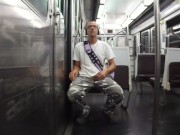 risky public jerking in subway