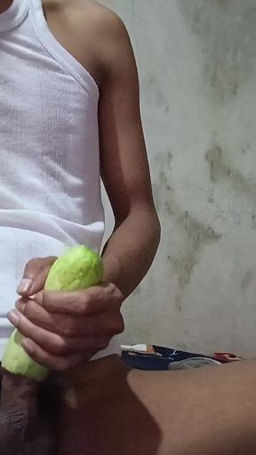 Jujut Expression Playing Solo Using Cucumbers That Have Been Hollowed Out
