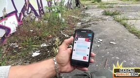 Public tattooed and pierced MILF fucked outdoor by sex date
