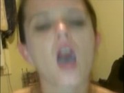 Girlfriend rides dildo in front on boyfriend screaming his bet mates name b