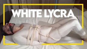 Tonny Tape tied up in white lycra (1080) Gay Bondage - Gay Domination - Lycra - Ropes - Gagged - Handgag - Ball Gag - BDSM