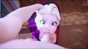 Elsa Gags on Cock During Steamy Frozen Tryst and Takes Cum Down Her Throat
