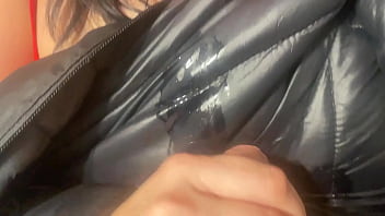 Sheer Red Seduction &ndash_ Masked Blowjob &amp_ Doggy with Double Cum on My Downjacket