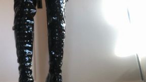 PVC Wet Look Outfit Modeling