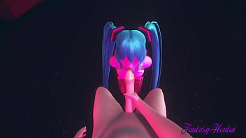 Vocaloid Hentai 3D - POV Miku Blowjob in a Striptease Club