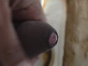 Jerking off nice fat cock with big testicles in the living room. Big Squirting Cumshot on Hand💦✊