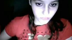 Amateur webcam black head in red T-shirt was teasing her pink twat