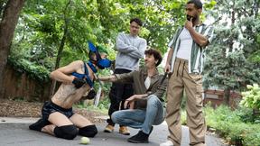 Masked Leash Play with Ali and Charly