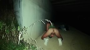 Twink Cums Under the Bridge After Cruising - Waiting Ass up