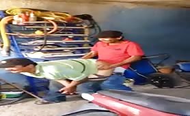 latin motorcycle mechanic fucks his client for repair