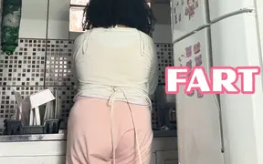 Chubby Housewife Farting While Washing Dishes Style