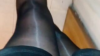 Shiny stockings ASMR and high heels