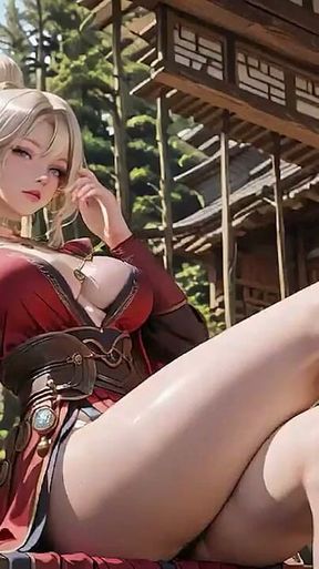 Red Robe Elf Sorceress! Sun-dappled Forest Terrace, Kneeling Gaze That Melts You Instantly