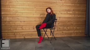 FxF 00028 00064 Red full body catsuit under jumpsuit street clothes