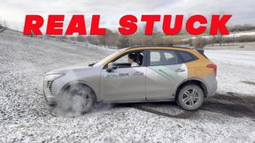 Irina tights white jacket boots stuck in the snow mud at HAWAL 4K full video 20 min