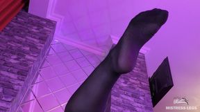 Fawning at Mistress Feet: High Heel Boots and Nylon Feet Into Your Face - 1