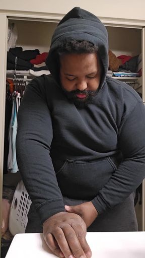 Thick Bearded Stepdaddy Blows Load Through Pajama Pants