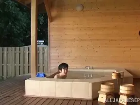 Seductive Japanese Cleaner Gives Blowjob Delight In The Steamy Hot Tub