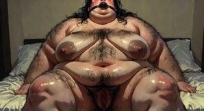 Obese SSBBW Gagged in Bondage - Fear Mixed with Wet Hairy Pussy