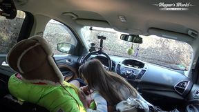 behind the scenes of lili charmelle - a car stop for fuck and creampie