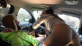 behind the scenes of lili charmelle - a car stop for fuck and creampie