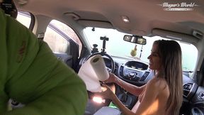 behind the scenes of lili charmelle - a car stop for fuck and creampie