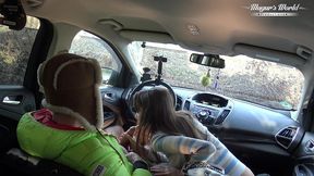 behind the scenes of lili charmelle - a car stop for fuck and creampie