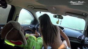 behind the scenes of lili charmelle - a car stop for fuck and creampie