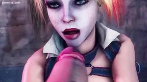 Batman pulls out his big cock and fucks Harley Quinn with it