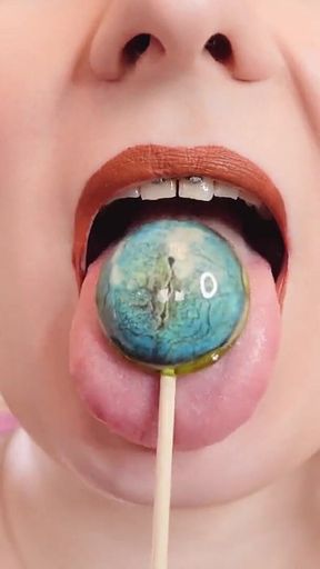 Asmr Video: Lipstick, Mesh Gloves and Lollipop