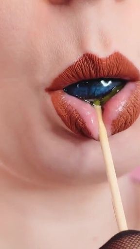 Asmr Video: Lipstick, Mesh Gloves and Lollipop