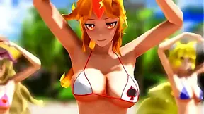 3D Hentai Bicini Babe DancesErotically With Seductive Poker Face