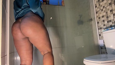 I went to take a shower at my step-sister's house and look what happened, I came really nicely while she wasn't there.