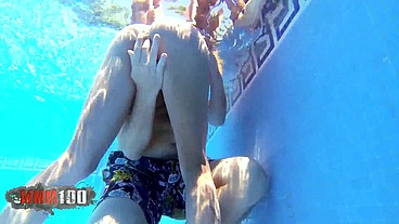 Penetrate her beatutiful sweet spot right in the middle of the pool