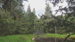 Girl takes Halloween dare to go naked in the lake...