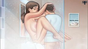 Hot stepmom and daughter seduce tenant in anime-inspired saga