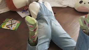 Little does not wanna stop coloring &amp_ wets his overalls