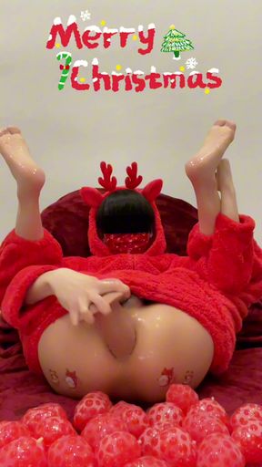 Merry Christmas! Big Dick Toy, Fuck Asshole, Squirt Water.