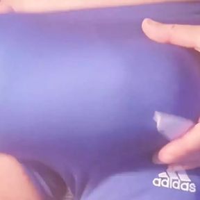 Monster Bulge in Lycra Swim Suit