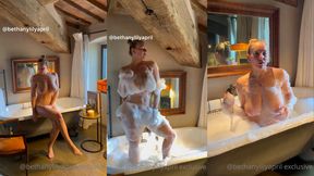 bethany lili shows naked body in a soapy bath porn video