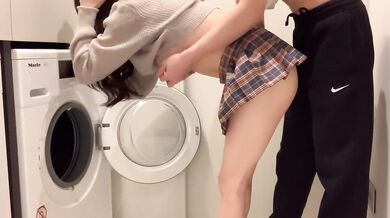 Having fun in the laundry room with Korean women! You can try her out at Her OF