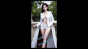 AI模特，办公室白衣大奶秘书