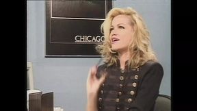 Daring secretary in lingerie sucks massive tool at work