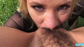 Lesbian MILF gets dirty in public park