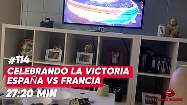 celebrando la victoria de españa vs Francia