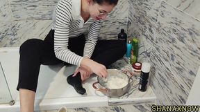 whipped cream fetish wet and messy socks shower with clothes