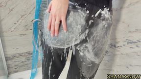 whipped cream fetish wet and messy socks shower with clothes