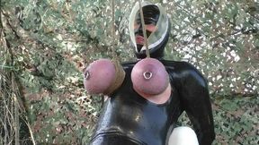 Titslave Eva is back - Big Tits in Heavy Rubber - Water & Orgasm - Full Clip wmv SD