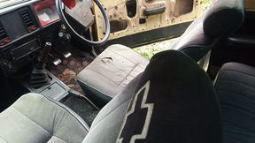 Two women driving and driving an old car (3)