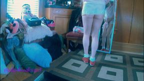 Cute Sissy T-girl in Pyjamas Shoots a Giant Stream at You